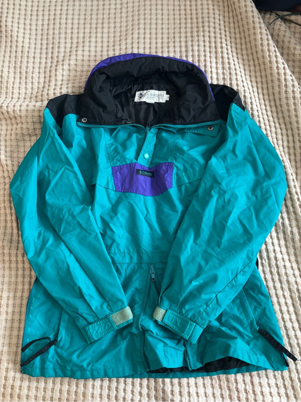 90’s Columbia Teal and Purple Half-Zip Pullover Jacket